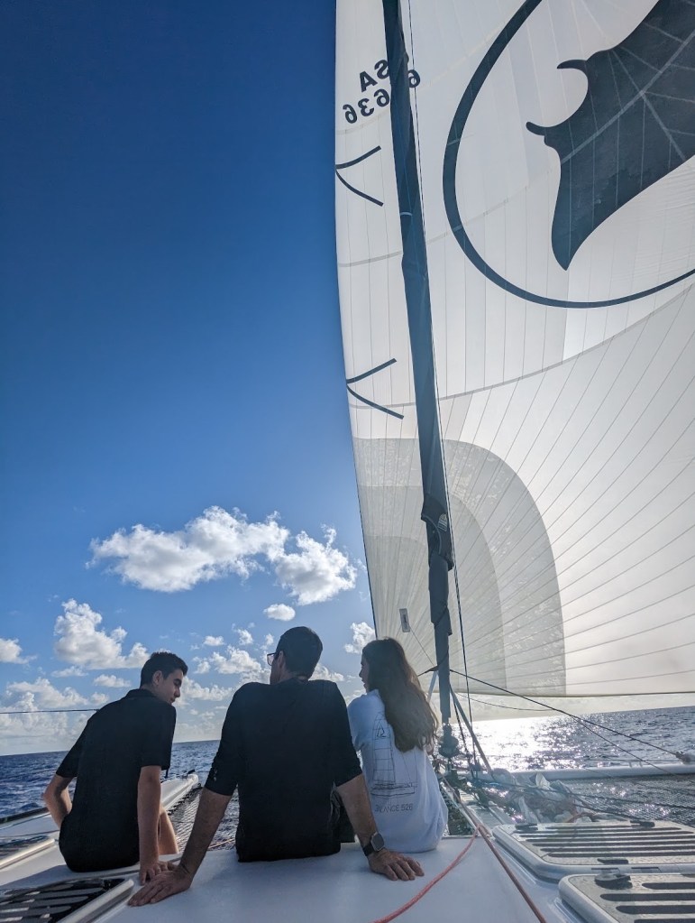 Larry Folsom enjoys the view from the Nohri with his son and daughter.