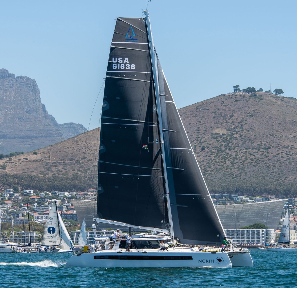 Norhi crew sailing through the harbor.